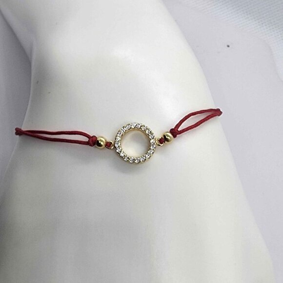 Brand New Sterling Silver 925 Round Design With Red String Bracelet - Picture 1 of 4